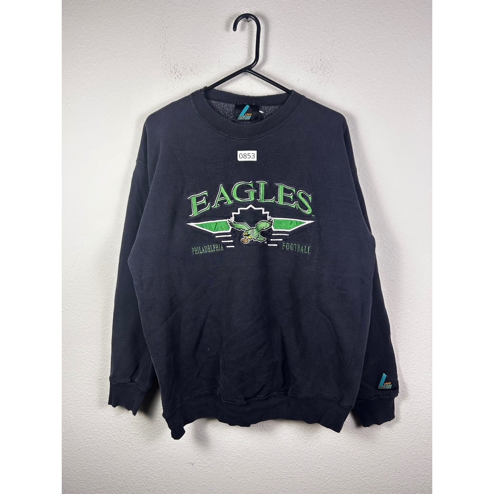 Vintage Logo Athletic Philadelphia Eagles Sweatshirt Mens XL Black Embroidered